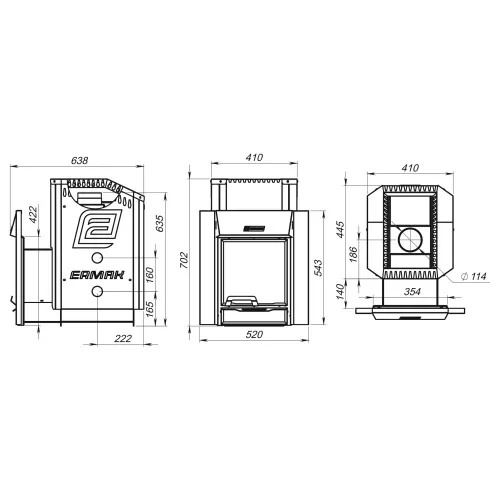 Печь банная Ермак 12 Премиум ( сталь 8,0 мм ) фото 2