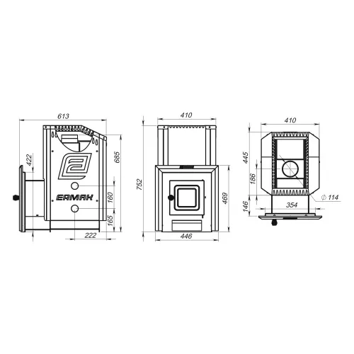 Печь банная Ермак 16 Стандарт ( чугун 10,0 мм ) фото 2