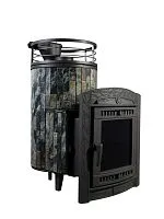 Печь банная "Атмосфера L" Жадеит ламель+сетка С ТОННЕЛЕМ ПроМеталл