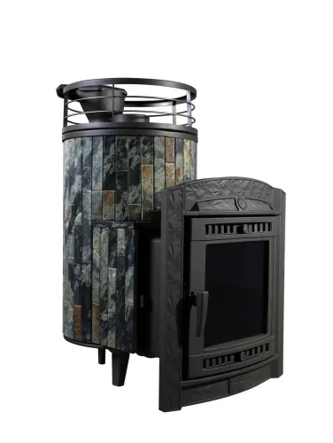 Печь банная "Атмосфера L" Жадеит ламель+сетка С ТОННЕЛЕМ ПроМеталл