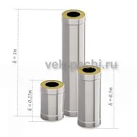 Сэндвич - труба   1,0 метр   140/200   нерж/нерж  0,5 мм/0,5 мм
