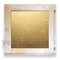 Окно DoorWood 60 х 60 стеклопакет САТИН белое ART рисунок ( бабочки ) 8 мм