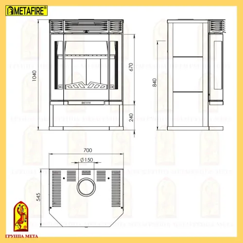 Печь - камин " Ангара 12 " фото 2
