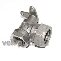 Угол с креплением 15*15 (10шт/уп)  E/S (W) 15*1/2 НР, НИКЕЛЬ, угольник с креплением труба-вн.резьба, УСИЛЕННЫЙ, Lavita 