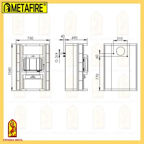 Печь - камин " Печора Аква пристенно - угловая "  фото 2