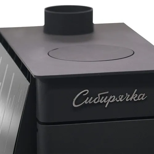 Печь отопительная с плитой СИБИРЯЧКА 6 кожух нерж. сталь, дверца со стеклом фото 2