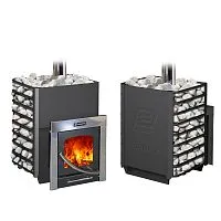 Печь банная Ермак 16 - ПС Сетка Классика ( панорамное стекло )