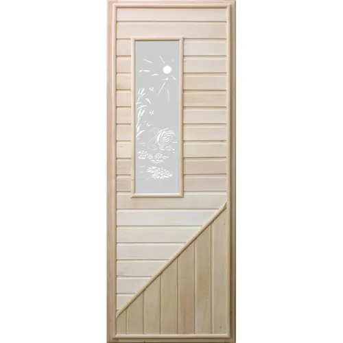 Дверь со стеклом  прямоугольник  DoorWood  1850 х 700 ( липа ) б / петель и ручек