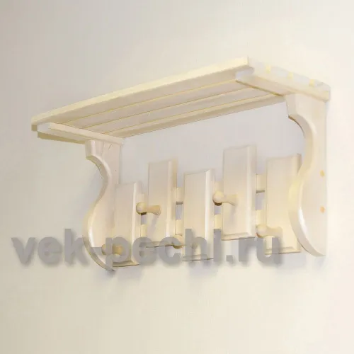 Полка с вешалкой 6 крючков  ( Н ) ( Мебель для бани )