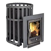 Печь банная " Викинг " 24 со стеклом каминным ( сетка ) старого образца 