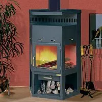 Печь - камин " Енисей пристенно - угловой 3 стекла "