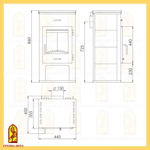 Печь - камин " Нарва с плитой "  фото 2