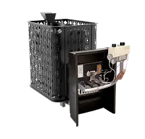 Верона Verona 18 Газовая, Чугунная печь, Закрытая каменка нерж. AISI 304 УГ в комплекте, Березка