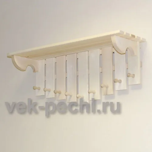 Полка с вешалкой 9 крючков , для шапок ( 2 ) Мебель для бани