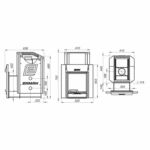 Печь банная Ермак 16 Премиум ( нерж 4,0 мм  304 ) фото 2