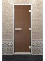 Дверь в хамам бронза матовая, 1900 х 800, стекло 8 мм, 3 петли, Пр. ручка