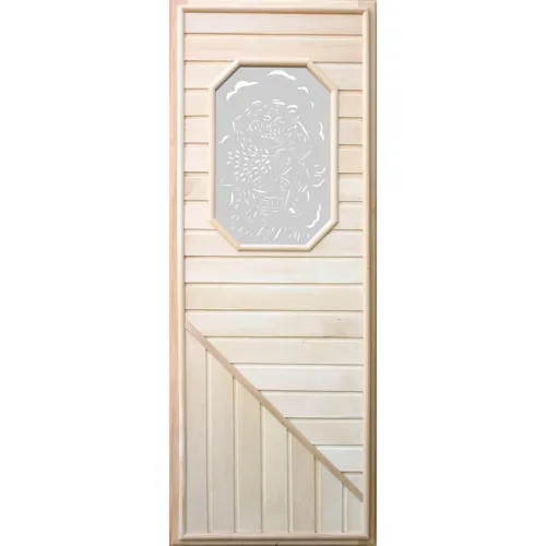 Дверь со стеклом 8 - ми угольник  DoorWood  1850 х 700 ( липа ) б / петель и ручек