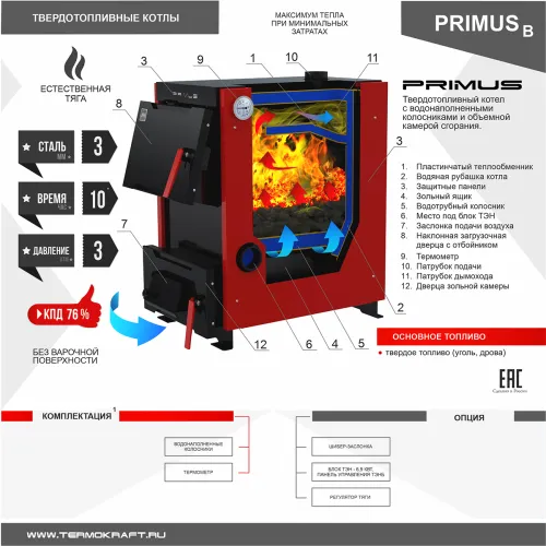 Котел отопительный PRIMUS 20 кВт БЕЗ ПЛИТЫ ТЭН отдельно Термокрафт фото 3 Котел отопительный PRIMUS 20 кВт БЕЗ ПЛИТЫ ТЭН отдельно Термокрафт фото 3