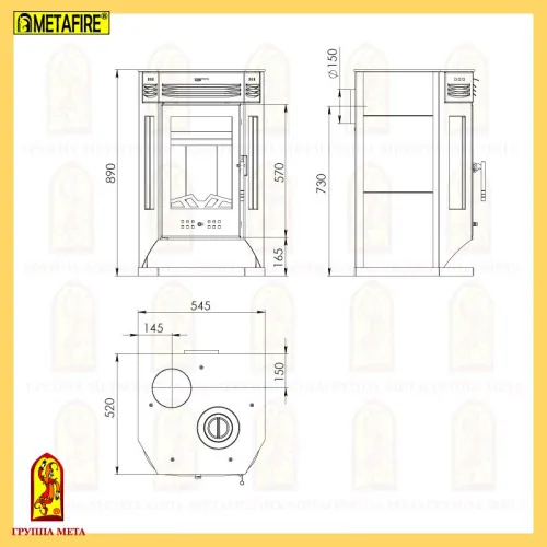 Печь - камин " Москва 9 с плитой " фото 2