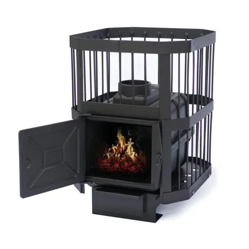 Печь банная ЧУГУННАЯ " Сибирь - 15 " БЕЗ ВЫНОСНОЙ ТОПКИ (сетка) фото 2