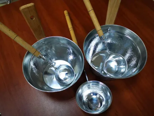 Шайка 5 л ( ушат ) ( нерж ) , ручка бук , Standart КС