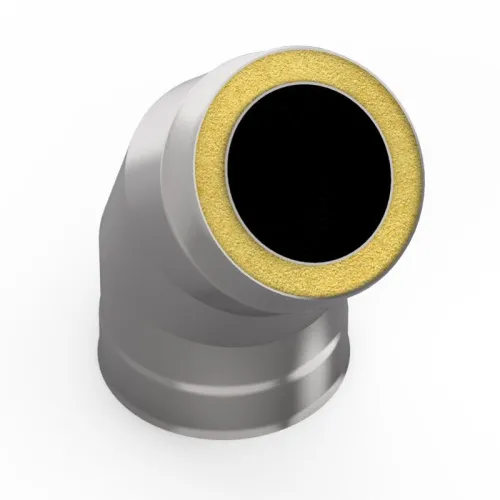 Отвод - сэндвич 45 гр. 120/200 нерж/нерж 0,5 мм/0,5 мм Отвод - сэндвич 45 гр. 120/200 нерж/нерж 0,5 мм/0,5 мм