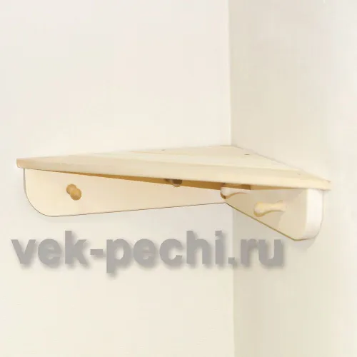 *Полка с вешалкой угловая , малая , 3 крючка ( Мебель для бани )