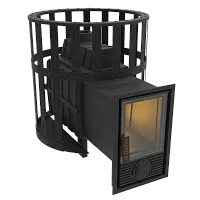 Печь банная чугунная  " Воевода " 20 Д - 2 со СТЕКЛОМ 230х270, сетка