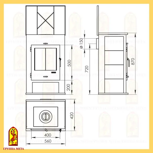 Печь - камин " Охта с плитой " фото 2