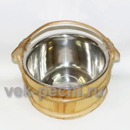 Шайка 4 л ( сосна / нерж ) с нержавеющей вставкой фото 2