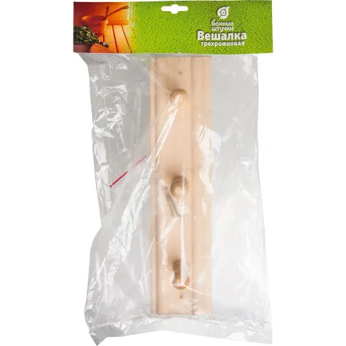 Вешалка 3 - х рожковая , липа 30х7 см " Банные штучки " / 5 фото 2