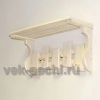 Полка с вешалкой 5 крючков  ( Н ) ( Мебель для бани )