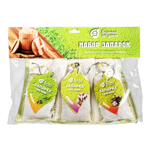 Набор запарок в сумочке 3 шт.( мята,эвкалипт,можжевельник) " Банные штучки " / -30% под остаток