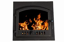 Дверь каминная " Сибирь " "Евро" (700х700) с надписью Сибирь