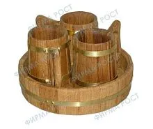 *Пивной набор 3 кружки на подносе ( дуб ) 