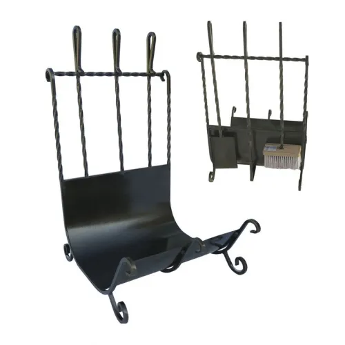 Дровница сплошная + набор 3 предмета ( бронза ) М ковка