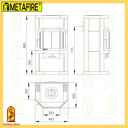 Печь - камин " Ока призматик с плитой " фото 2