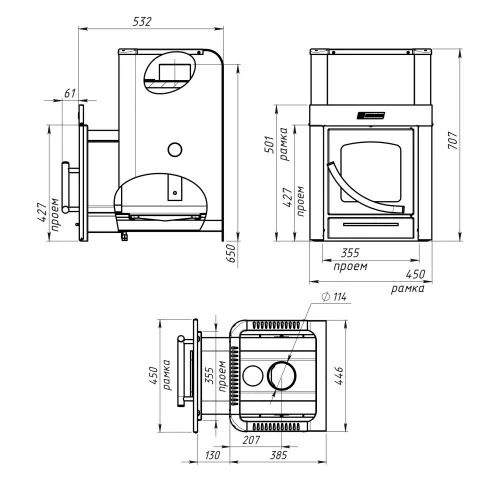Печь банная Ермак 16 - ПС Элит ( нерж 3,0 мм 430 ) фото 2
