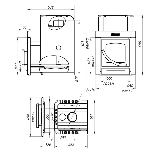 Печь банная Ермак 12 - ПС Классика ( панорамное стекло ) фото 2
