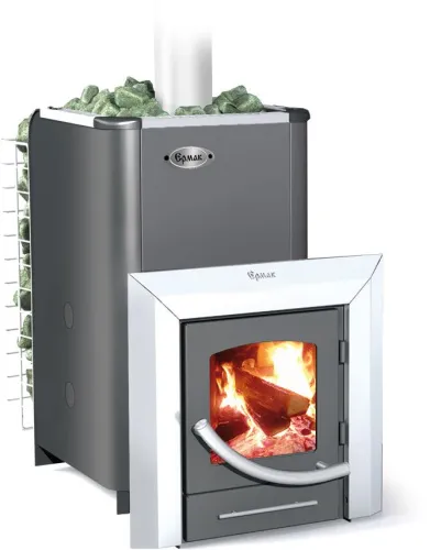 Печь банная Ермак 20 - ПС Классика ( панорамное стекло )