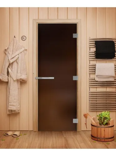 Дверь ЭТАЛОН бронза матовая, стекло 10мм 2000 х 800