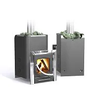 Печь банная Ермак 12 - ПС Классика ( панорамное стекло )