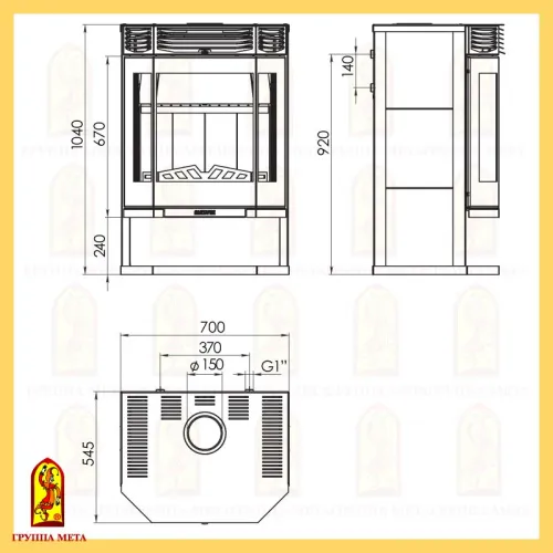 Печь - камин " Ангара 12 АКВА " фото 2