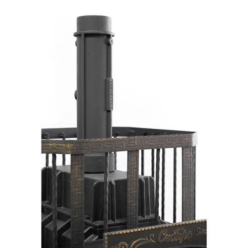 Печь банная ЧУГУННАЯ " Сибирь 32 " Каминная дверца 375х300 (кованная сетка ) со СТЕКЛОМ фото 8