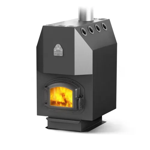 Печь отопительная Доцент с чугунной дверцей со стеклом, труба сверху, 150 мм