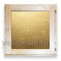 Окно DoorWood 50 х 50 стеклопакет САТИН белое ART рисунок (бабочки) 8 мм