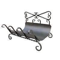 Дровница сплошная узорная с поддоном ( бронза ) М ковка в.400/ш.600/г.400