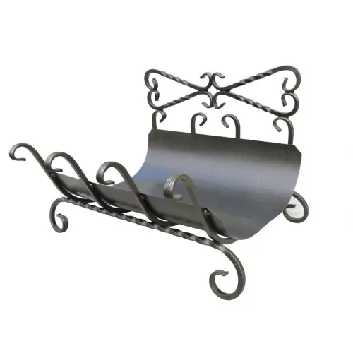 Дровница сплошная узорная с поддоном ( бронза ) М ковка в.400/ш.600/г.400