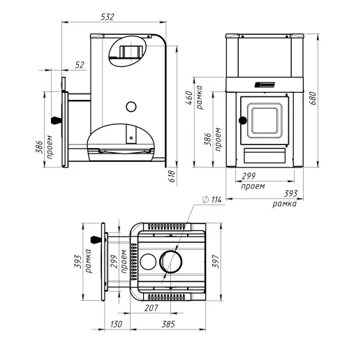 Печь банная Ермак 16 Стандарт ( сталь 8,0 мм ) фото 2