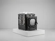 Печь для бани чугунная БЫЛИНА-СЕТКА-18 Ч Панорама (1.3) СО СТЕКЛОМ Теплодар